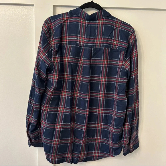 Hollister Boyfriend Fit Blue Red Green Plaid Flannel Button Down Shirt Sz L - Picture 2 of 9